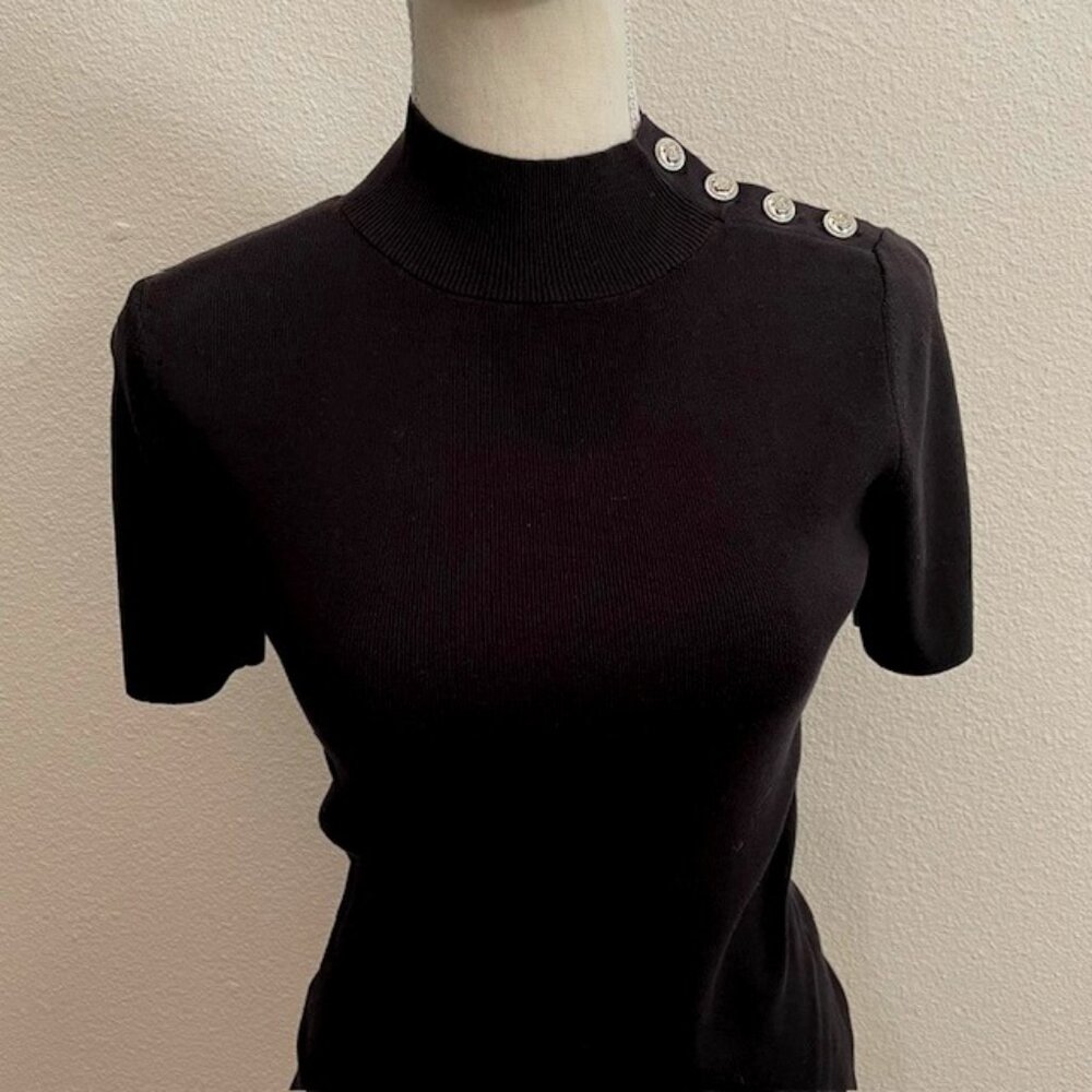 Black Mock Turtleneck Talbot's Short Sleeve Staple Sweater